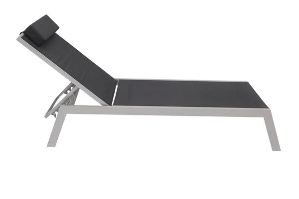 VILLANA 2er-Set Sonnenliegen, Silber/schwarz, Alu/Textil, 198x66x32cm, Mit Beistelltisch 45x45cm 10 VILLANA 2er-Set Sonnenliegen, Silber/schwarz, Alu/Textil, 198x66x32cm, Mit Beistelltisch 45x45cm – Bild 10