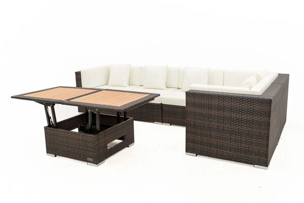 OUTFLEXX Loungemöbel-Set, 5 Pers, Braun Marmoriert, Polyrattan, Wasserfeste Kissenbox, Inkl. Loungetisch 10 OUTFLEXX Loungemöbel-Set, 5 Pers, Braun Marmoriert, Polyrattan, Wasserfeste Kissenbox, Inkl. Loungetisch – Bild 10