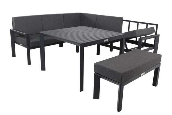 VILLANA Dining-Lounge, Schwarz/grau Meliert, Alu/Polyester, Inkl. Kissen 13 VILLANA Dining-Lounge, Schwarz/grau Meliert, Alu/Polyester, Inkl. Kissen – Bild 13