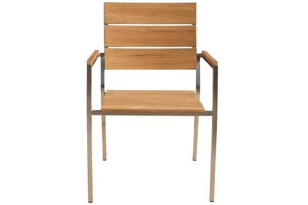 OUTFLEXX Esstischgarnitur, Edelstahl / FSC-Teak, Tisch 200 X 100 Cm, 6 Stapelsessel 10 OUTFLEXX Esstischgarnitur, Edelstahl / FSC-Teak, Tisch 200 X 100 Cm, 6 Stapelsessel – Bild 10