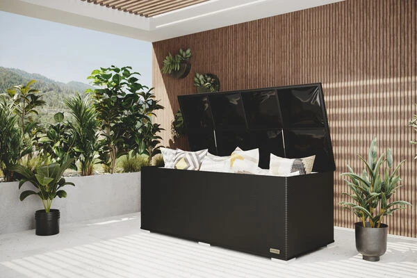 OUTFLEXX Kissenbox, Schwarz, Polyrattan, 204x94x75cm 1 OUTFLEXX Kissenbox, Schwarz, Polyrattan, 204x94x75cm