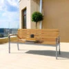 OUTFLEXX Gartenbank, FSC-Teakholz/Edelstahl, 3-Sitzer, 160x55x80cm