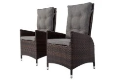 OUTFLEXX 2er Set Dining Sessel, Braun Marmoriert, Polyrattan, 55 X 65 X 112 Cm, Rücken Stufenlos Verstellbar
