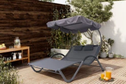 OUTFLEXX Doppelliege, Anthrazit, Polyester/Stahl Pulverbeschichtet, 205x138x34cm, Inkl. Nackenkissen, Rollbar -Beste Gartenmöbel Geschäfte 16102 02.jpg