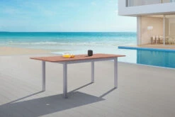 VILLANA Ausziehtisch, FSC-Akazienholz / Aluminium, Silber,150/200 X 90 X 74 Cm