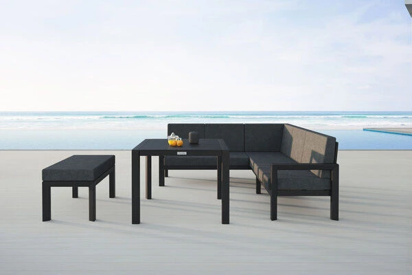 VILLANA Dining-Lounge, Schwarz/grau Meliert, Alu/Polyester, Inkl. Kissen 2 VILLANA Dining-Lounge, Schwarz/grau Meliert, Alu/Polyester, Inkl. Kissen – Bild 2