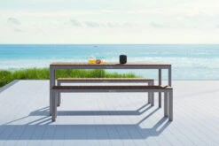 VILLANA Esstischgarnitur, Alu Pulverbeschichtet / FSC Akazienholz, 6 Personen, 180 X 90 Cm