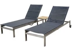 OUTFLEXX 2er-Set Rollliege, Schwarz, Edelstahl/Teak, 212x71x36cm, Mit Beistelltisch 45x45cm -Beste Gartenmöbel Geschäfte 1 14169.jpg