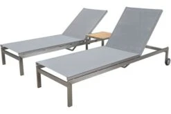 OUTFLEXX 2er-Set Rollliege, Silber, Edelstahl/Teak, 212x71x36 Cm, Mit Beistelltisch 45x45cm -Beste Gartenmöbel Geschäfte 1 14170.jpg