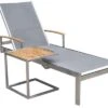 OUTFLEXX Sonnenliegen-Set, Silber, Edelstahl/FSC-Teak, 195,5x74x35cm, Mit Armlehnen, Inkl. Beistelltisch 45x45cm