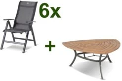 HARTMAN Alice Esstischgruppe, Xerix/natur, Alu/FSC-Teak, 6 Hochlehner, 170x170cm