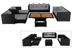 OUTFLEXX Loungemöbel-Set, Schwarz, Polyrattan, Für 9 Personen, Inkl. Loungetisch, Wasserfeste Kissenbox -Beste Gartenmöbel Geschäfte 1 1716 BOX D.jpg