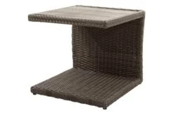 Ploß Rocking Beistelltisch, Grau/braun-meliert, Polyrattan, 50x45x50 Cm, Glasplatte In Steinoptik