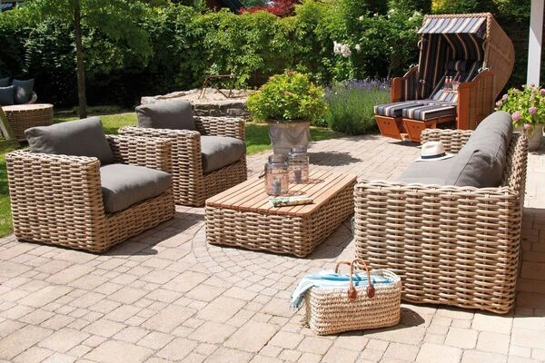SONNENPARTNER Sands Loungegruppe, Light Oaks, Geflecht, 4 Personen, Inkl. Polster 1 SONNENPARTNER Sands Loungegruppe, Light Oaks, Geflecht, 4 Personen, Inkl. Polster