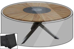 OUTFLEXX Premium Abdeckhaube, Für Esstische, Schwarz, Ø172 X 74 Cm, Wasserbeständig