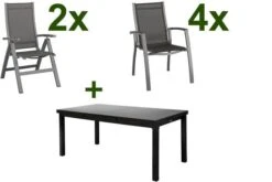 KETTLER Altura Sitzgruppe, Anthrazit, Alu/Textilene, Tisch 180/240x100cm, 4 Stapel-, 2 Multipositionssessel