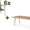 STERN Cardiff Esstischgruppe, Silber/taupe, Edelstahl/Teak, Tisch 160 X 90 Cm, 6 Stapelsessel