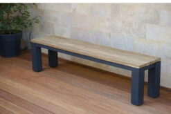 OUTFLEXX Oxford Bank, Dark Grey/natur, Alu/recycled FSC®-Teak, 190x40x45cm, Rustikal Gebürstet