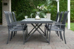 HARTMAN Sondermodell Xanadu / Alice Comfort Set, Xerix/anthrazit, Alu/Glaskeramik, 6 Stapelsessel, 220/280x100cm