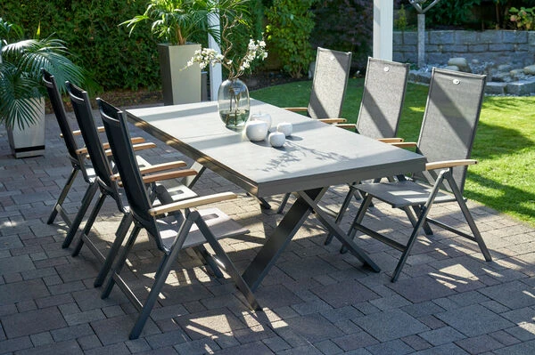 HARTMAN Sondermodell Xanadu / Aruba Set, Xerix/anthrazit, Alu/Glaskeramik, 6 Multipos, 220/280x100cm 1 HARTMAN Sondermodell Xanadu / Aruba Set, Xerix/anthrazit, Alu/Glaskeramik, 6 Multipos, 220/280x100cm