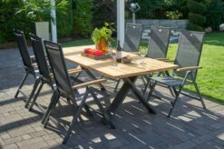 HARTMAN Xanadu / Aruba Set, Xerix/anthrazit, Alu/Teakholz, 6 Multipos, Teakarmlehnen, 220x100cm