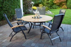 HARTMAN Provence / Da Vinci Sitzgruppe, Xerix/anthrazit, Alu/Teakholz, 5 Multipos, Ø150cm, Inkl. Eiskühler