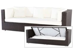 OUTFLEXX 3-Sitzer Sofa, Braun, Polyrattan,210x85x70cm, Inkl. Polster + Wasserfeste Kissenbox