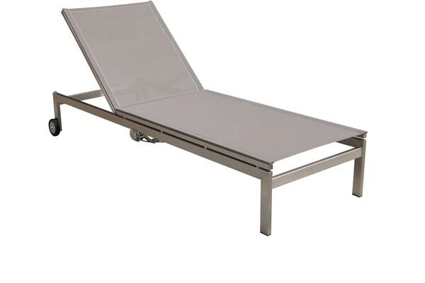 OUTFLEXX Rollliege, Taupe, Edelstahl/Textilene, Verstellbare Rückenlehne, 212x71x36cm 1 OUTFLEXX Rollliege, Taupe, Edelstahl/Textilene, Verstellbare Rückenlehne, 212x71x36cm