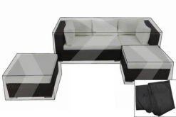 OUTFLEXX Premium Abdeckhauben-Set Für TheBox Lounge -A/-D 7765 (Dreisitzer+2 Hocker), Schwarz, Wasserbeständig