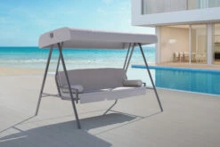 OUTFLEXX 3-Sitzer Hollywoodschaukel, Grau/anthrazit, Stahl/Polyester, 233x135 Cm, Mit Liegefunktion