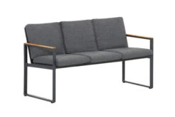 OUTFLEXX Alexander Bank, Mattgrau, Alu/Teak, 154x55x75 Cm, Mit Armlehnen, Inkl. Polster