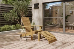 Ploß Adirondack Sessel, Teakoptik, FSC®-Akazienholz, 73x89x88 Cm, Mit Hocker 50x51x33,5 Cm