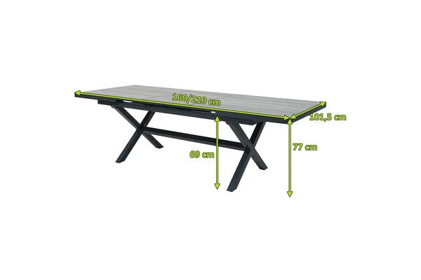 Ploß Louvra Auszugs-Dining-Tisch, Anthrazit/Holzoptik, Alu/Keramik, 160/210x100,5cm, Tischplatte Aus Keramikfliesen 5 Ploß Louvra Auszugs-Dining-Tisch, Anthrazit/Holzoptik, Alu/Keramik, 160/210x100,5cm, Tischplatte Aus Keramikfliesen – Bild 5