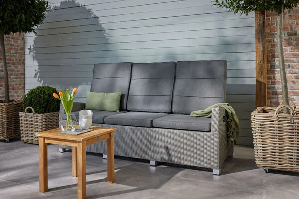 Ploß Vigo Comfort 3-Sitzer Speise-/Lounge-Sofa, Stahlgrau-meliert, Polyrattan, 210x84x110cm, Verstellbar 3 Ploß Vigo Comfort 3-Sitzer Speise-/Lounge-Sofa, Stahlgrau-meliert, Polyrattan, 210x84x110cm, Verstellbar – Bild 3