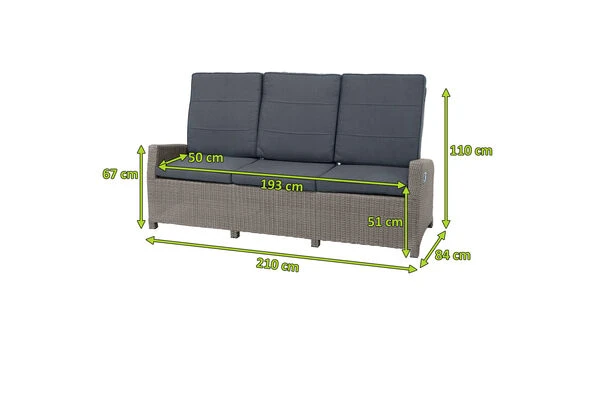 Ploß Vigo Comfort 3-Sitzer Speise-/Lounge-Sofa, Stahlgrau-meliert, Polyrattan, 210x84x110cm, Verstellbar 5 Ploß Vigo Comfort 3-Sitzer Speise-/Lounge-Sofa, Stahlgrau-meliert, Polyrattan, 210x84x110cm, Verstellbar – Bild 5