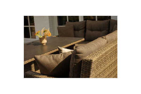 Ploß Rabida Dining-Lounge, Champagner-meliert, Polyrattan, 7 Tlg., 5-6 Pers., 146x85cm, Inkl. Polster 12 Ploß Rabida Dining-Lounge, Champagner-meliert, Polyrattan, 7 Tlg., 5-6 Pers., 146x85cm, Inkl. Polster – Bild 12