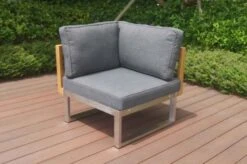 OUTFLEXX Eckelement, Natur / Grau, FSC-Teak / Edelstahl / Olefin, 74x74x64 Cm -Beste Gartenmöbel Geschäfte 21653 2.JPG