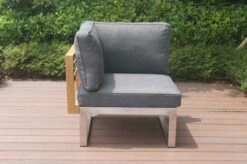 OUTFLEXX Eckelement, Natur / Grau, FSC-Teak / Edelstahl / Olefin, 74x74x64 Cm -Beste Gartenmöbel Geschäfte 21653 4.JPG