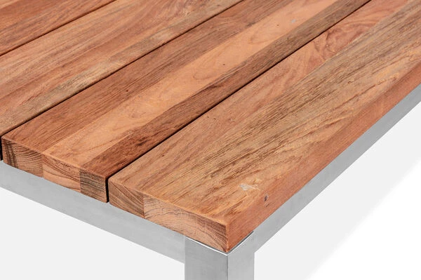 OUTFLEXX Classic Esstisch, Silber/natur, Edelstahl/recycled FSC-Teak, 220 X 100 Cm 4 OUTFLEXX Classic Esstisch, Silber/natur, Edelstahl/recycled FSC-Teak, 220 X 100 Cm – Bild 4