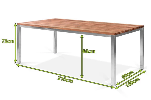 OUTFLEXX Classic Esstisch, Silber/natur, Edelstahl/recycled FSC-Teak, 220 X 100 Cm 5 OUTFLEXX Classic Esstisch, Silber/natur, Edelstahl/recycled FSC-Teak, 220 X 100 Cm – Bild 5