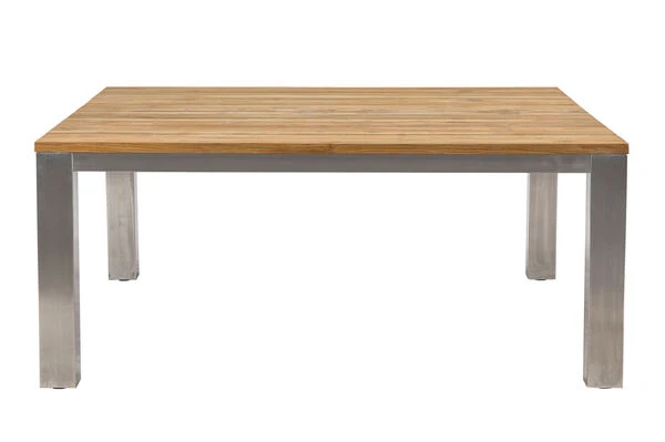 OUTFLEXX Rimini Esstisch, Silber/natur, Edelstahl/recycled FSC-Teak, 160 X 160 Cm, Quadratisch 2 OUTFLEXX Rimini Esstisch, Silber/natur, Edelstahl/recycled FSC-Teak, 160 X 160 Cm, Quadratisch – Bild 2
