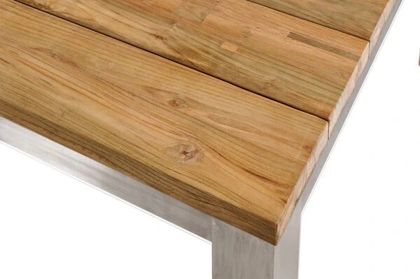 OUTFLEXX Rimini Esstisch, Silber/natur, Edelstahl/recycled FSC-Teak, 160 X 160 Cm, Quadratisch 3 OUTFLEXX Rimini Esstisch, Silber/natur, Edelstahl/recycled FSC-Teak, 160 X 160 Cm, Quadratisch – Bild 3