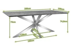 OUTFLEXX Esstisch, Grau, Granit / Edelstahl, 200x100 Cm, Modernes Design -Beste Gartenmöbel Geschäfte 21746 5 mass.JPG