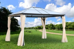 OUTTECH Hardtop Pavillon, Grau, Aluminium, 300x360x270 Cm Mit Seitenteilen Und LED Beleuchtung