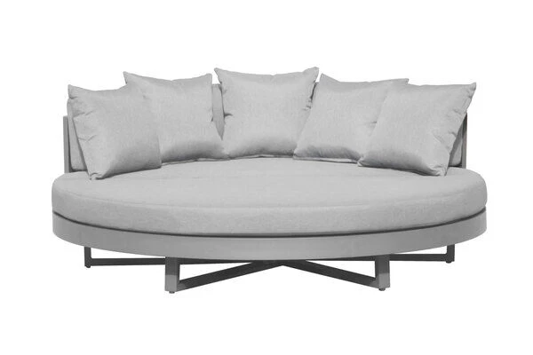 OUTFLEXX Willis Loungebett, Hellgrau, Alu/Polyester, Ø175 X 60cm, Runde Sonneninsel, Inkl. Kissen 2 OUTFLEXX Willis Loungebett, Hellgrau, Alu/Polyester, Ø175 X 60cm, Runde Sonneninsel, Inkl. Kissen – Bild 2