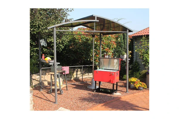 LECO Profi Grillpavillon, Anthrazit/grau Getönt, Aluminium/Polycarbonat, 165x275x233 Cm 2 LECO Profi Grillpavillon, Anthrazit/grau Getönt, Aluminium/Polycarbonat, 165x275x233 Cm – Bild 2