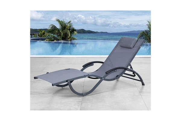 LECO Sonnenliege, Grau, Aluminium/Textilene 1 LECO Sonnenliege, Grau, Aluminium/Textilene