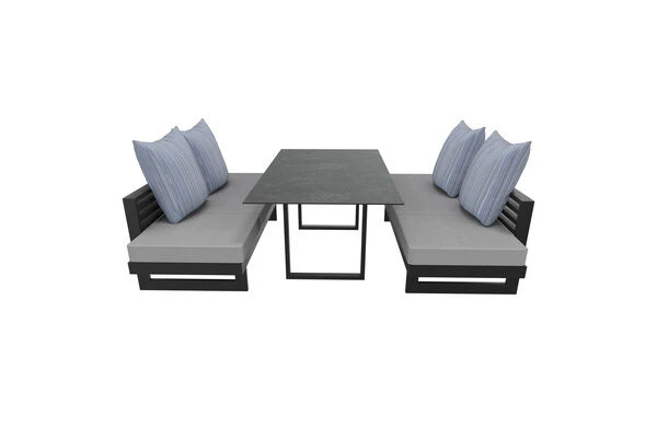 STERN Holly Dining-Bank/Liege, Anthrazit, Aluminium, 216x80x73 Cm, Inkl. Polster Grau Meliert 3 STERN Holly Dining-Bank/Liege, Anthrazit, Aluminium, 216x80x73 Cm, Inkl. Polster Grau Meliert – Bild 3