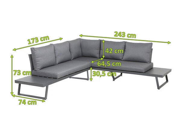 SIENA GARDEN Larina Loungemöbel, Matt Graphit, Aluminium, 2-teilig, Inkl. Sitz-und Rückenkissen, Für Bis Zu 5 Personen 5 SIENA GARDEN Larina Loungemöbel, Matt Graphit, Aluminium, 2-teilig, Inkl. Sitz-und Rückenkissen, Für Bis Zu 5 Personen – Bild 5