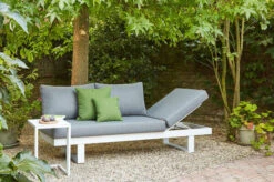 SIENA GARDEN Avenia Dining-Bank/Liege, Matt Weiß-grau/stone Grey, Aluminium, 73x195x70 Cm, Inkl. Sitz-und Rückenkissen